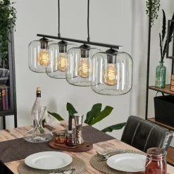 Suspension Verre 20cm Lauden Clair, 4 lumières