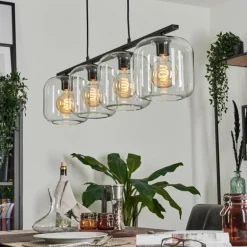 Suspension Verre 20cm Lauden Clair, 4 lumières