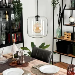 Suspension Verre 25cm Lauden Clair, 1 lumière