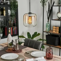 Suspension Verre 20cm Lauden Ambre, Clair, 1 lumière