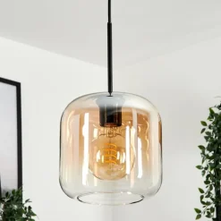 Suspension Verre 20cm Lauden Ambre, Clair, 1 lumière