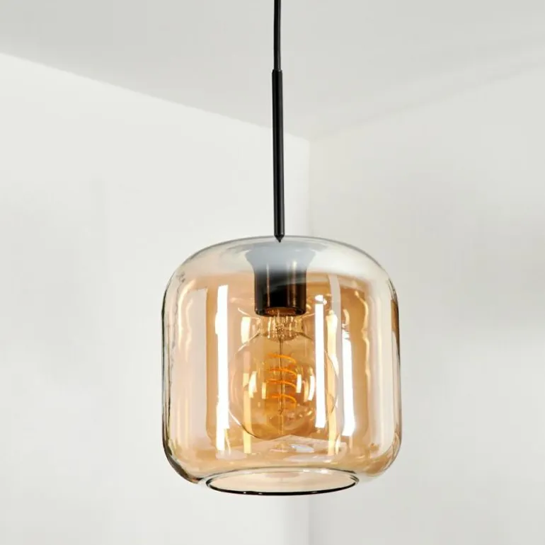 Suspension Verre 20cm Lauden Ambre, 1 lumière