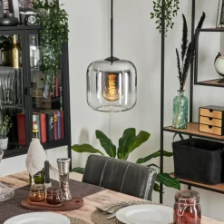 Suspension Verre 20cm Lauden Chrome, Clair, Fumé, 1 lumière