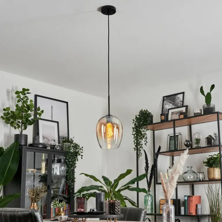 Suspension Verre 20cm Vevino Noir, 1 lumière