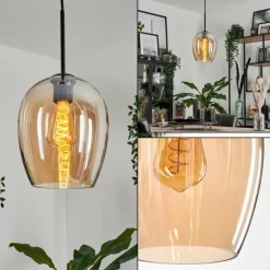 Suspension Verre 20cm Vevino Ambre, 1 lumière