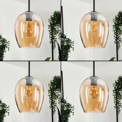 Suspension Verre 20cm Vevino Ambre, 3 lumières