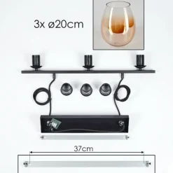 Suspension Verre 20cm Vevino Clair, 3 lumières