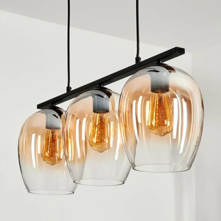 Suspension Verre 20cm Vevino Clair, 3 lumières