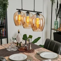 Suspension Verre 20cm Vevino Ambre, 3 lumières