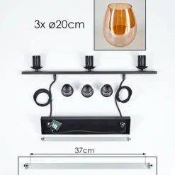 Suspension Verre 20cm Vevino Ambre, 3 lumières