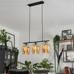 Suspension Verre 20cm Vevino Ambre, 3 lumières
