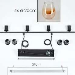 Suspension Verre 20cm Vevino Clair, 4 lumières