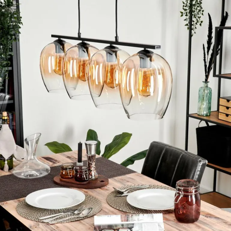 Suspension Verre 20cm Vevino Clair, 4 lumières