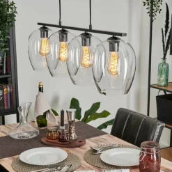 Suspension Verre 20cm Vevino Clair, 4 lumières