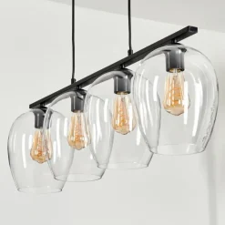 Suspension Verre 20cm Vevino Clair, 4 lumières