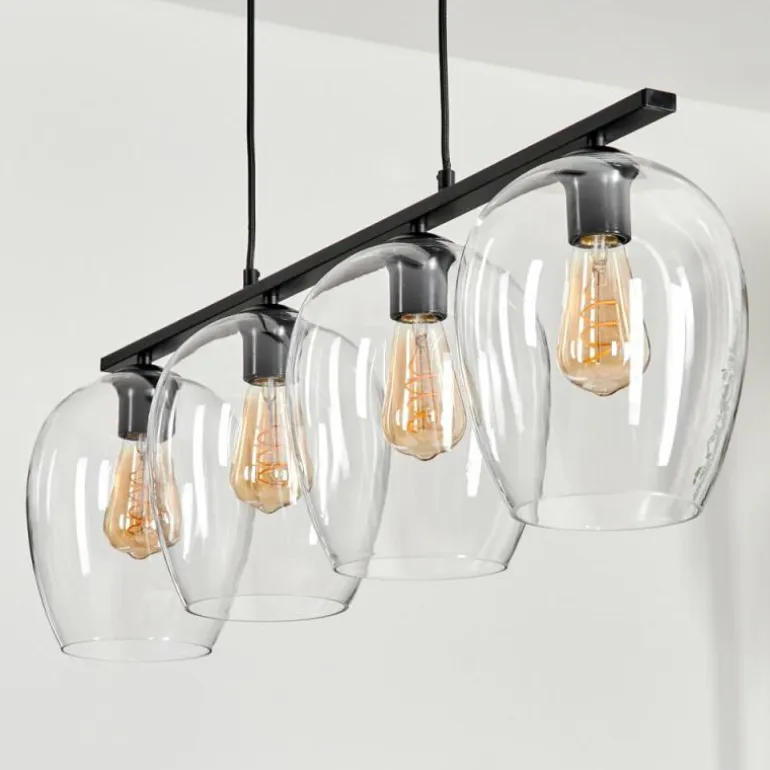 Suspension Verre 20cm Vevino Clair, 4 lumières