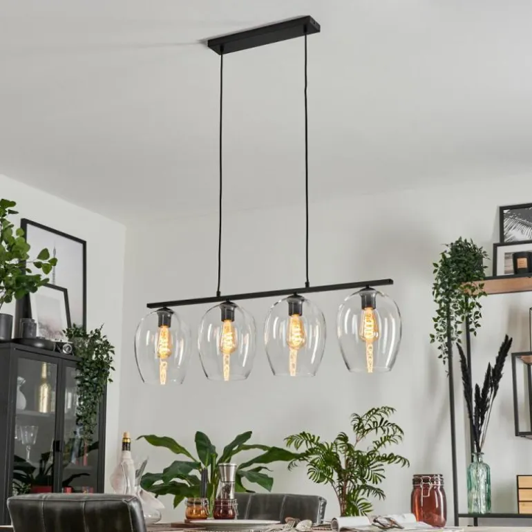 Suspension Verre 20cm Vevino Clair, 4 lumières
