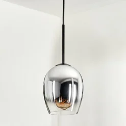 Suspension Verre 15cm Vevino Chrome, Clair, Fumé, 1 lumière