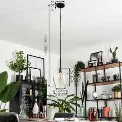 Suspension Verre 20cm Vevino Clair, 1 lumière