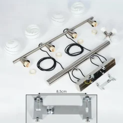 Suspension Warga LED Nickel mat, 4 lumières