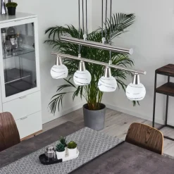 Suspension Warga LED Nickel mat, 4 lumières