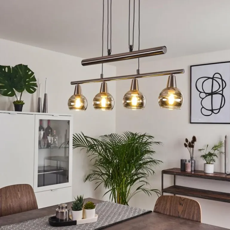 Suspension Warga LED Nickel mat, 4 lumières