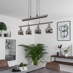 Suspension Warga LED Nickel mat, 4 lumières