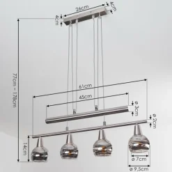 Suspension Warga LED Nickel mat, 4 lumières