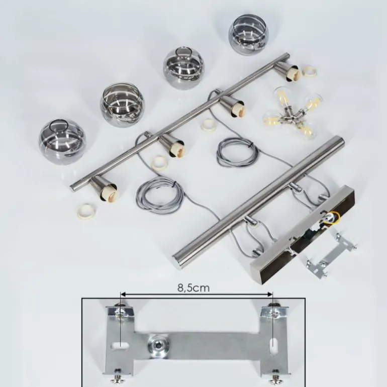 Suspension Warga LED Nickel mat, 4 lumières