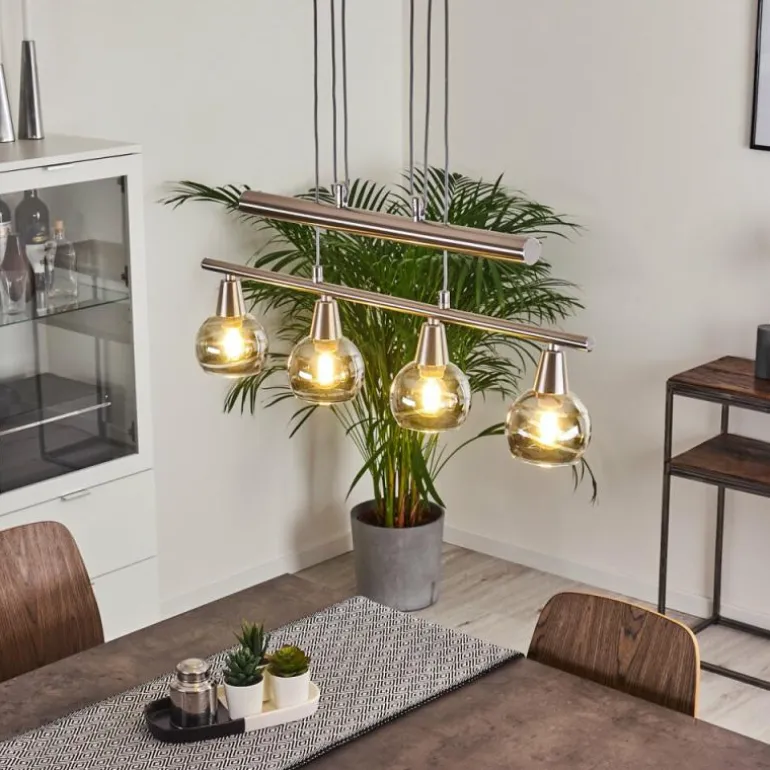 Suspension Warga LED Nickel mat, 4 lumières