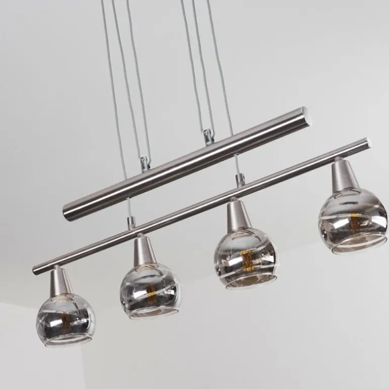 Suspension Warga LED Nickel mat, 4 lumières