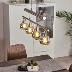 Suspension Warga LED Nickel mat, 4 lumières