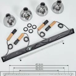 Suspension Yadekope Couleur bois, Noir, 4 lumières