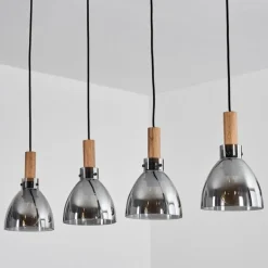 Suspension Yadekope Couleur bois, Noir, 4 lumières
