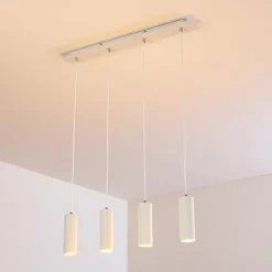 Suspension Zuoz Blanc, 4 lumières
