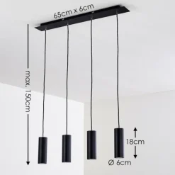 Suspension Zuoz Noir, 4 lumières