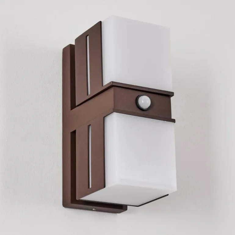Swanek Lampe murale d´extérieur, Applique murale LED Rouille, 2 lumières, Détecteur de mouvement