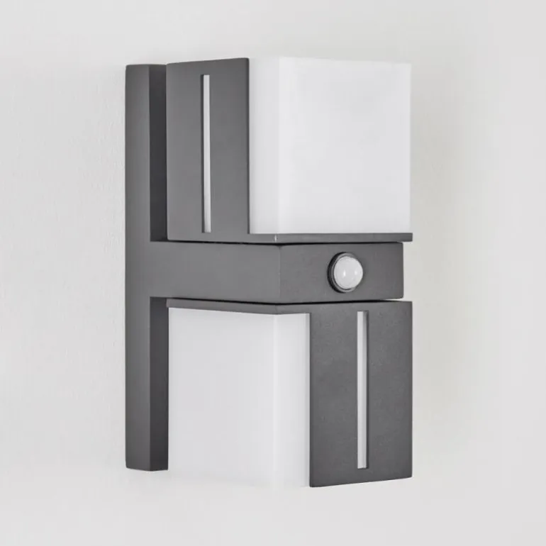 Swanek Lampe murale d´extérieur, Applique murale LED Anthracite, 2 lumières, Détecteur de mouvement
