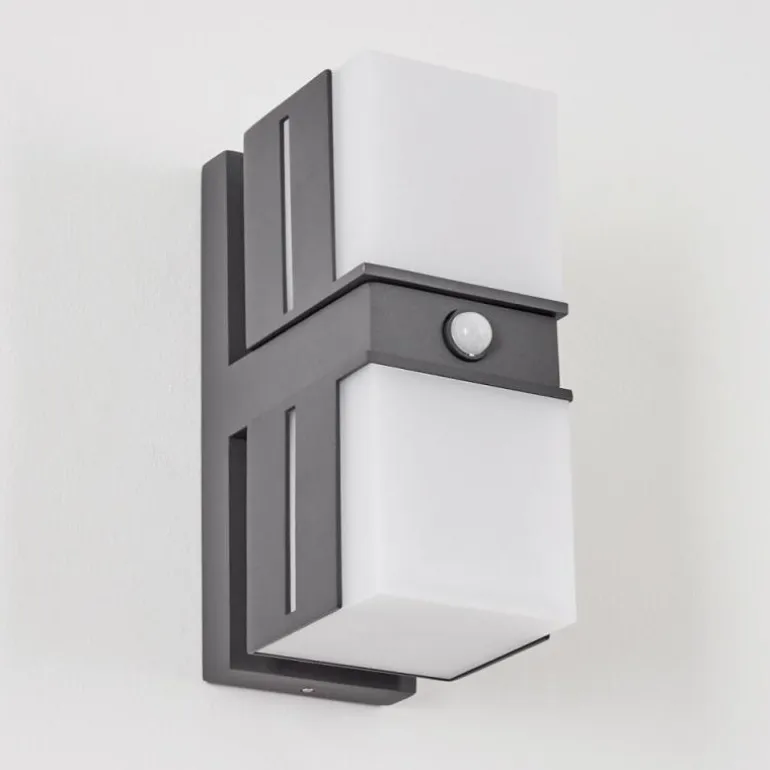 Swanek Lampe murale d´extérieur, Applique murale LED Anthracite, 2 lumières, Détecteur de mouvement