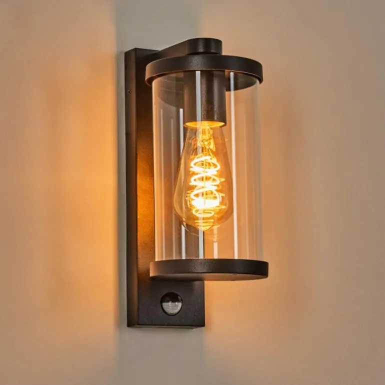 Telhada Luminaire extérieur, Lampe murale d´extérieur Noir, 1 lumière, Détecteur de mouvement