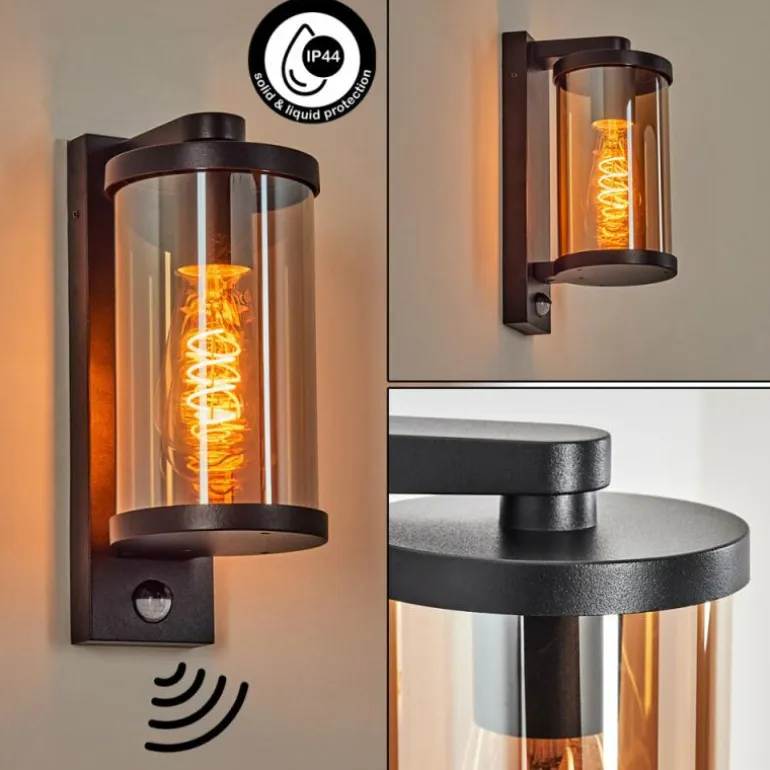 Telhada Luminaire extérieur, Lampe murale d´extérieur Noir, 1 lumière, Détecteur de mouvement