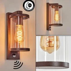 Telhada Luminaire extérieur, Lampe murale d´extérieur Rouille, 1 lumière, Détecteur de mouvement