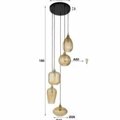 Tiambilibi Suspension Anthracite, 5 lumières