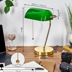 Tremoceira Lampe de banquier, Lampe de bureau, Lampe à poser Laiton, 1 lumière