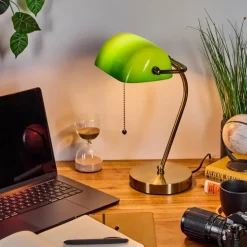 Tremoceira Lampe de banquier, Lampe de bureau, Lampe à poser Vieux laiton, 1 lumière