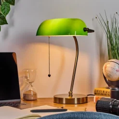Tremoceira Lampe de banquier, Lampe de bureau, Lampe à poser Vieux laiton, 1 lumière