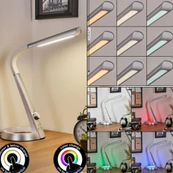 Tykby Lampe de bureau, Lampe à poser, Liseuse LED Argenté, Blanc, 1 lumière, Changeur de couleurs