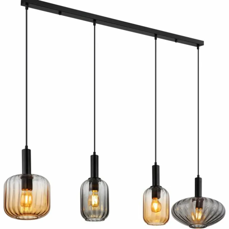 Valletta Suspension Luminaires Globo Lighting Noir, 4 lumières