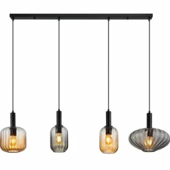 Valletta Suspension Luminaires Globo Lighting Noir, 4 lumières