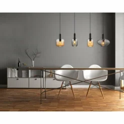 Valletta Suspension Luminaires Globo Lighting Noir, 4 lumières